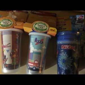 Brand new Sippy cups, baby bottles, kids plates